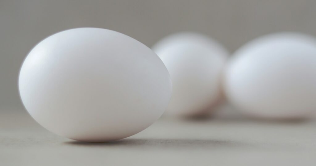 White eggs illustrating five egg facts to crack open this fall